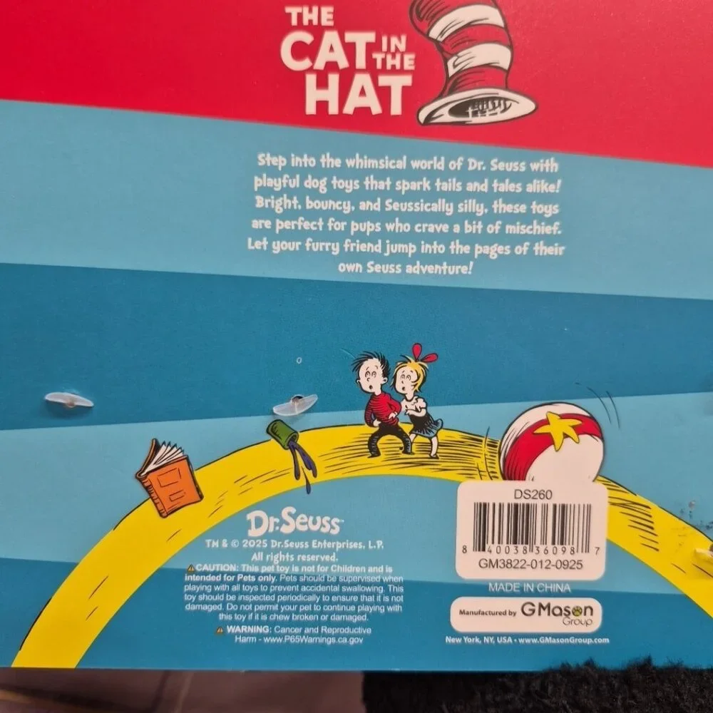 The Cat In The Hat Plush Set Of 2 Dog Toys With Squeaker ‎ 13” & 5.5”